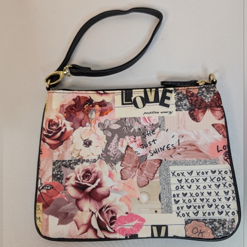 Betsey Johnson Floral Butterfly Love She Just Shines Bag / Pouch EUC - Picture 5 of 13